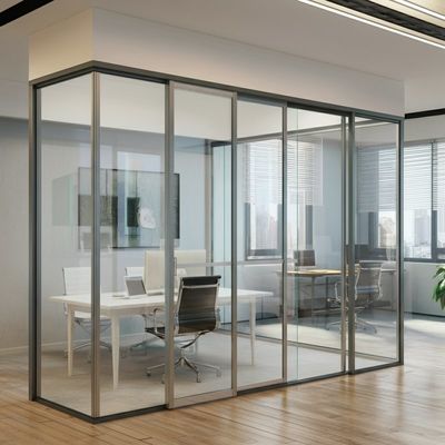 Bộ phân vùng khung nhôm trượt cửa sổ văn phòng kính gấp đôi tường ngăn