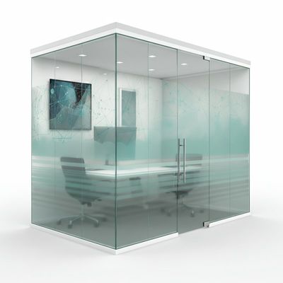 Phân tường kính không khung với kính nghệ thuật cho thiết kế văn phòng hiện đại