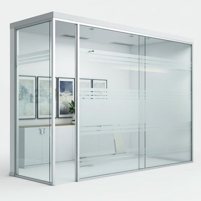 Hình nhôm văn phòng toàn cảnh tường phân vùng thủy tinh để trượt treo